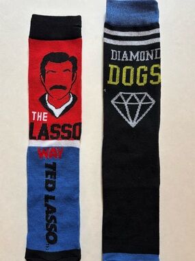 Ted Lasso Men's Crew Socks - Red & Blue Graphic